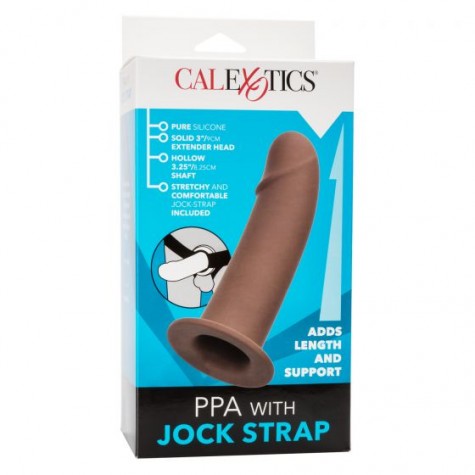 Коричневый фаллопротез на трусиках-джоках PPA With Jock Strap - 17,75 см.